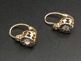 pendientes oro 14k con diamante 