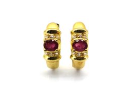 pendientes oro 18k con circonita,rubi 