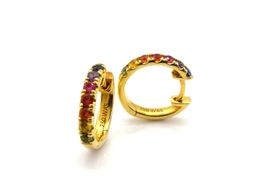 Pendientes Oro 18k Con Circonita,esmeralda,rubi