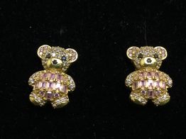 pendientes oro 18k con circonita 