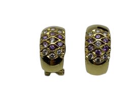 Pendientes Oro 18k Con Amatista,circonita