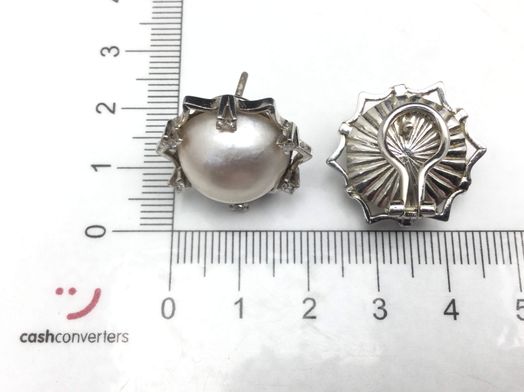 pendientes oro 18k con circonita,nacar 