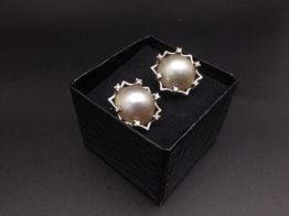 pendientes oro 18k con circonita,nacar 