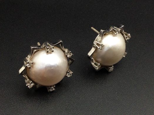 pendientes oro 18k con circonita,nacar 
