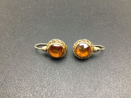pendientes oro 18k con pirita 