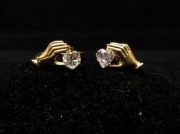 pendientes oro 18k con circonita 