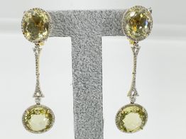 pendientes oro 18k con diamante,olivina 
