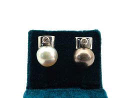 pendientes oro 18k con diamante,perla 