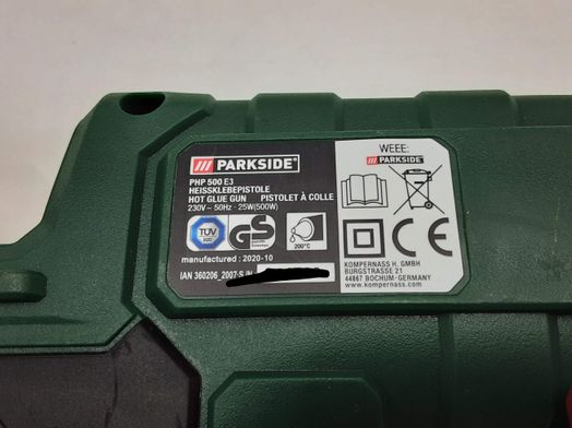 pistola silicona parkside php 500 e3