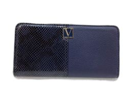 monedero victoria's secret carteira azul marinho com textura serpente