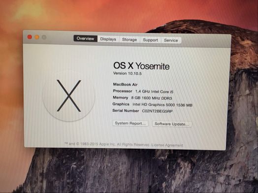 portatil apple apple macbook air core i5 1.4 13 (2014) (a1466)