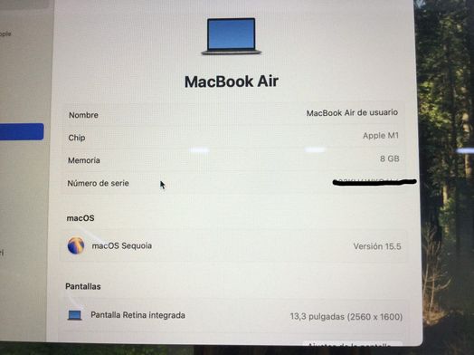 portatil apple apple macbook air m1 8-core 3.2/7 13 (2020) (a2337)