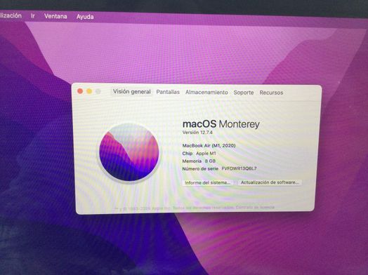 portatil apple apple macbook air m1 8-core 3.2/7 13 (2020) (a2337)