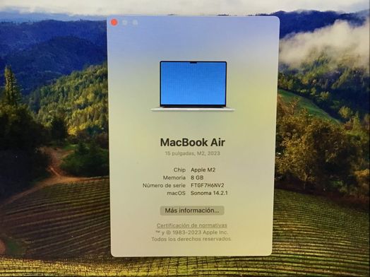 portatil apple apple macbook air m2 8-core 3.4 15 (10gpu) (2023) (a2941)