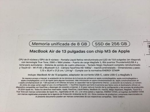 portatil apple apple macbook air m3 8-core 4.0 13 (8gpu) (2024) (a3113)
