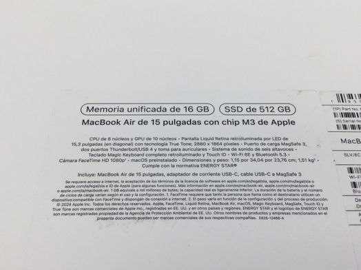 portatil apple apple macbook air m3 8-core 4.0 15 (10gpu) (2024) (a3114)