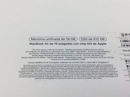 portatil apple apple macbook air m3 8-core 4.0 15 (10gpu) (2024) (a3114)