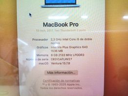 portatil apple apple macbook pro core i5 2.3 13 (2017) (a1708)