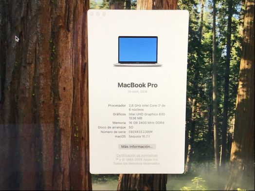 portatil apple apple macbook pro core i7 2.6 15 touchbar (2018) (a1990)