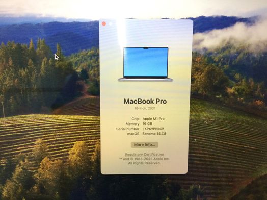 portatil apple apple macbook pro m1 pro 10-core 3.2 16 (16gpu) (2021) (a2485)