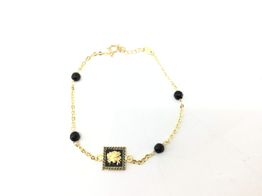 pulseira ouro 18k com pedra con onix 