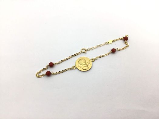 pulsera oro 18k con coral 