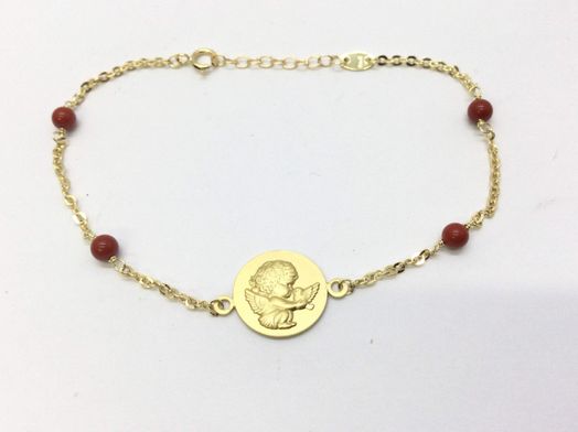 pulsera oro 18k con coral