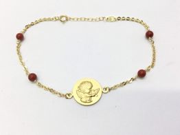 pulsera oro 18k con coral  pulsera oro 18k con coral