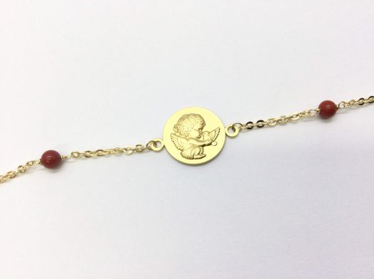 pulsera oro 18k con coral