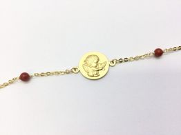 pulsera oro 18k con coral