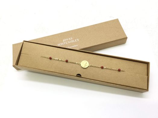 pulsera oro 18k con coral