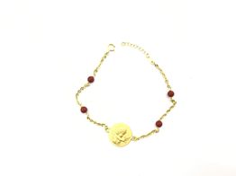 pulsera oro 18k con coral 