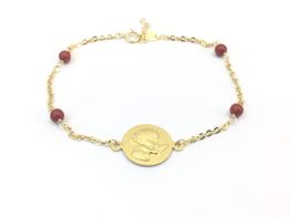 pulsera oro 18k con coral 