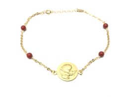 pulsera oro 18k con coral 