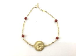 pulsera oro 18k con coral 