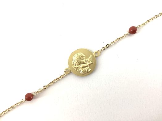 pulsera oro 18k con coral 