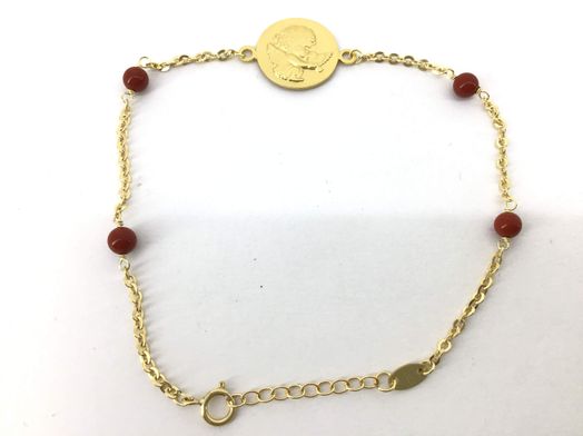 pulsera oro 18k con coral 