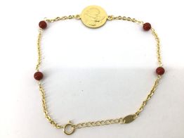 pulsera oro 18k con coral 