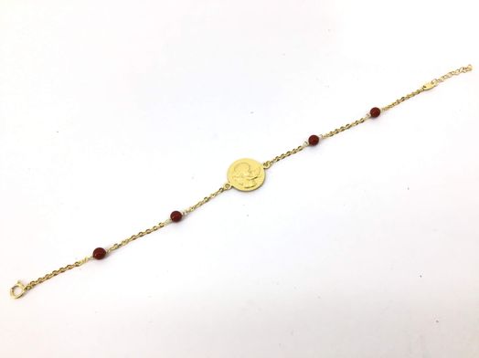 pulsera oro 18k con coral 