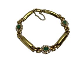 Pulsera Oro 18k Con Circonita,esmeralda