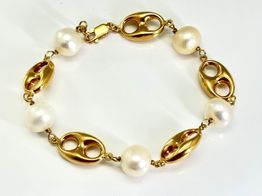 pulsera oro 18k con perla 