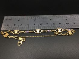 pulsera oro 18k con amatista 