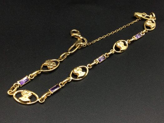 pulsera oro 18k con amatista 