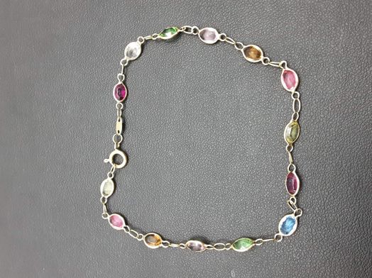 pulsera oro 18k con aguamarina,amatista,circonita,cuarzo,olivina,turquesa 