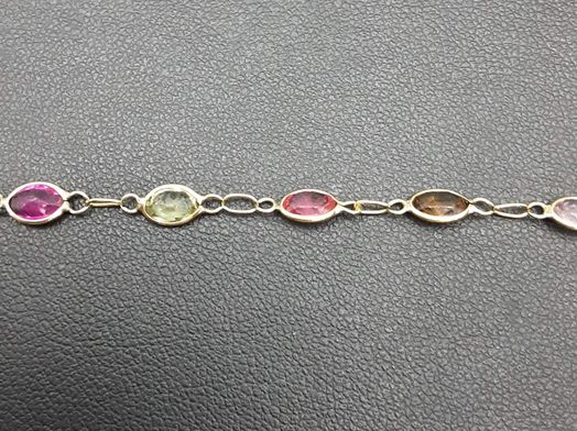 pulsera oro 18k con aguamarina,amatista,circonita,cuarzo,olivina,turquesa 