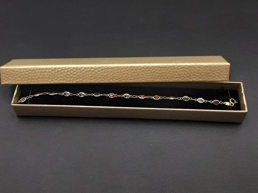pulsera oro 18k con aguamarina,amatista,circonita,cuarzo,olivina,turquesa 