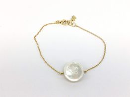 pulsera oro 18k con circonita,nacar 