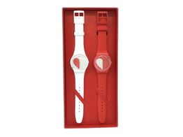 reloj pulsera caballero swatch half red half white heart