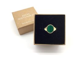 sello oro 18k con malaquita 