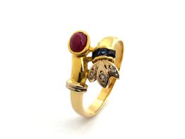 sortija oro 18k con diamante,rubi,zafiro 